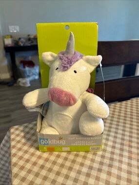 Goldbug Plush Unicorn Harness Buddy - White & Purple